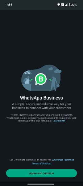 Ảnh chụp màn hình ứng dụng WhatsApp Business để xác minh số điện thoại của bạn